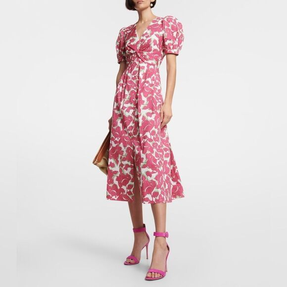 Diane Von Furstenberg Pink and White Midi Dress - Picture 3 of 12